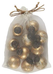 Mini vánoční ozdoby Brass Gold Engraving – set 10 ks