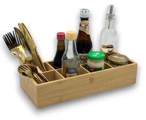 Kesper Bambusový organizér na přísady, příbory, na stůl, ke grillu, 8 přihrádek 36 x 15 x 7,5 cm