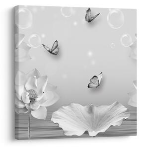 Obraz - Květinový design s motýlky (30x30 cm)