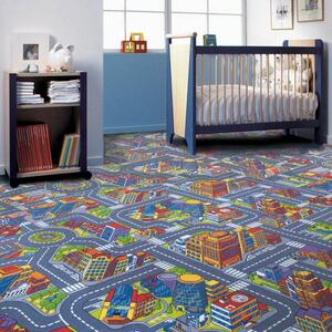 Dětský koberec Big City 97 - šedý 4x3,46m (RO)