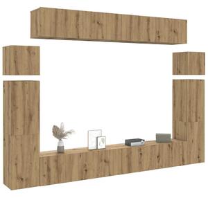 Sada 8 kusů nástěnné TV skříňka dub artisan kompozitní dřevo 3329012