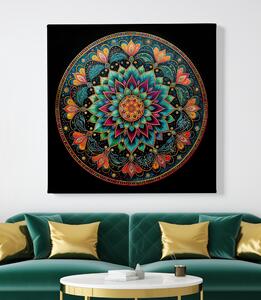 Obraz na plátně - Mandala Zlatý emerald FeelHappy.cz Velikost obrazu: 40 x 40 cm