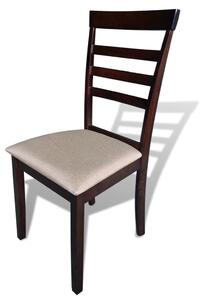 Jídelní židle 6 ks hnědé a krémové masivní dřevo a textil