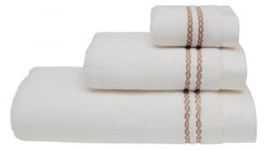 Malý ručník CHAINE 30x50 cm. Malý froté ručník CHAINE 30x50 cm z bavlny je zárukou nejvyšší kvality. Vlákna mají vyšší absorpci a udržují barevnou stálost. Bílá / růžová výšivka