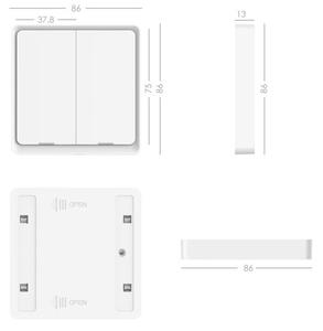 Immax 07507L NEO vypínač, 86x86mm 2-tlačítkový, 1x CR 2430, WiFi, bílá