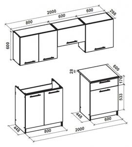 Halmar kuchyňská linka MARIJA kašmír, 200 cm