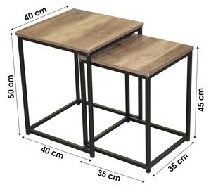 DOCHTMANN Odkládací stolek Joya 2ks, stohovatelné, čtverecové 40x40x50cm