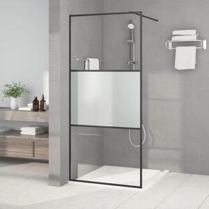 Sprchová zástěna walk-in černá 90x195 cm napůl mléčné ESG sklo 152106