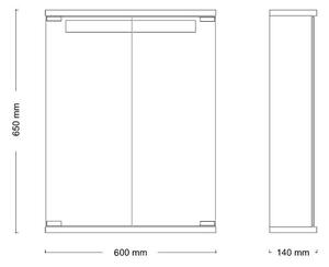 Jokey MDF skříňky CENTO 60 LS Zrcadlová skříňka (galerka) - bílá/hliníková barva - š. 60 cm, v. 65 cm, hl. 14 cm 114312020-0140