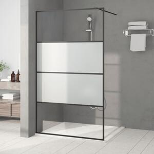 Sprchová zástěna walk-in černá 115x195 cm napůl mléčné ESG sklo 152128