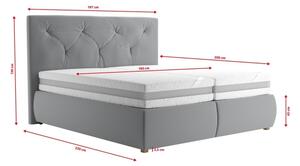 Boxspringová postel s matrací a topperem ELEN 180x200 cm šedá