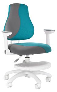 Dětská rostoucí židle Neoseat KINDER WHITE PLUS — látka, šedá / tyrkysová