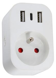 Immax 07772L NEO LITE Smart vnitřní zásuvka v2 s kolíkem, typ E, 2xUSB, 1xUSB C, WiFi