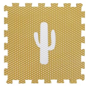 Vylen Pěnové podlahové puzzle Minideckfloor Kaktus Bílý se zlatým kaktusem 340 x 340 mm