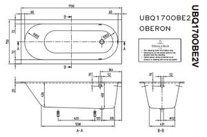 VILLEROY & BOCH Villeroy Boch OBERON Solo: Vana 1700x750 mm, Quaryl, včetně nohou (samolepicí), bílá Alpin UBQ170OBE2V-01