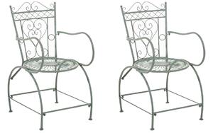 Kovová židle Sheela s područkami (SET 2 ks) - Zelená antik