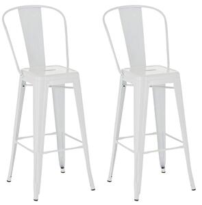 Kovová barová židle v industriálním stylu Aiden (SET 2 ks) - Bílá