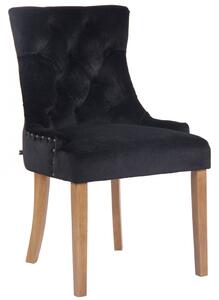 Jídelní židle Aberdeen ~ samet, dřevěné nohy antik světlé - Černá