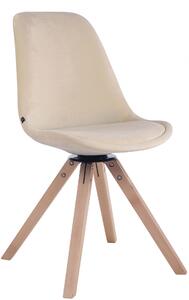 Otočná židle Troyes ~ samet, dřevěné nohy hranaté natura - Krémová