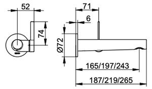 Keuco Ixmo - Umyvadlová páková baterie pod omítku se čtvercovou rozetou, rameno 219 mm, průtok 7,6l / min., Chrom 59516011102