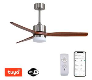 Immax 07165-S NEO LITE ELEGANTE Smart stropní svítidlo s ventilátorem LED 18W 3000-6000K, stříbrná, dřevo