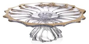 KŘISTÁLOVÝ PODNOS BOHEMIA PLANTICA GOLD RIM 350MM