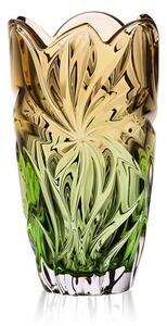 KŘISTÁLOVÁ VÁZA BOHEMIA FLORA AMBER GREEN 280 MM