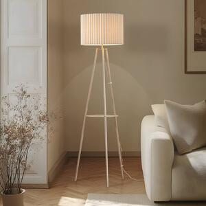 Lindby Stojací lampa Libbie, 155 cm, plátno, krémová barva, Krémová / jantar, Obývací pokoj / jídelna, Textil / tkanina / hedvábí, Skandinávský