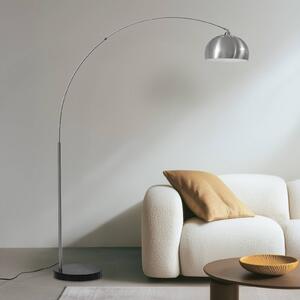 Lindby Obloukové svítidlo Hernando, nikl, ocel, výška 188 cm, Hliník / šedá / zinek, Obývací pokoj / jídelna, kov, Moderní