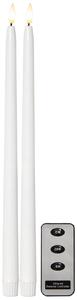 LED svíčka Flamme Slim White 38 cm – set 2 ks + dálkový ovladač