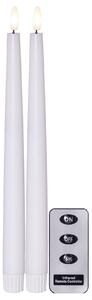 LED svíčka Flamme Slim White 28 cm – set 2 ks + dálkový ovladač