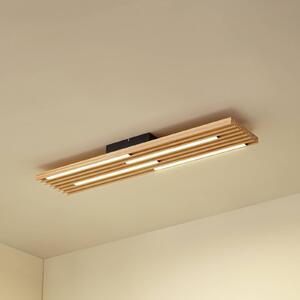 Lindby LED stropní svítidlo Madero, borové dřevo, 90 cm x 20, Světlé dřevo, Obývací pokoj / jídelna, Dřevo, Moderní