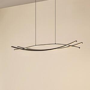 Lucande LED závěsné světlo Sayori, 98 cm, černé, stmívatelné, stmívatelný, Černá, Obývací pokoj / jídelna, kov, Moderní