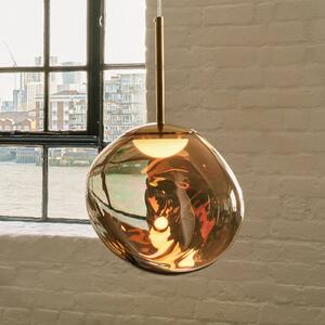 Tom Dixon LED závěsné světlo Melt, Ø 28 cm, bronzová barva, stmívatelný, Bronz / starožitná mosaz, Obývací pokoj / jídelna, Plast, Design