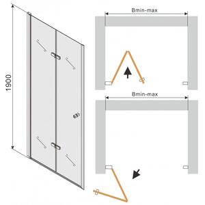 Mexen LIMA sprchové skládací dveře do otvoru 80 cm, černá-průhledná, 856-080-000-70-00