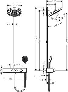 Hansgrohe Pulsify - Showerpipe 260 2jet s termostatem ShowerTablet Select 400, chrom 24240670