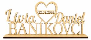 Dřevěná dekorace na svatební stůl
