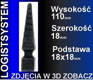 LogistSystem 1 ks ozdobná kovová špička – 110 x 18 mm (V x Š) / základna: 18 x 18 cm, dekorace na plot 40.211