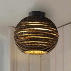 OSRAM Stropní světlo BALL, hnědé, Ø 26 cm, vlnitá lepenka, E27, stmívatelný, Hnědá / rez, Obývací pokoj / jídelna, Papír / lunolit / lunopal