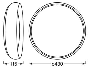 OSRAM LED stropní svítidlo ORBIS LIVIA, Ø 43 cm, šedá, kovová stmívatelné, stmívatelný, Hliník / šedá / zinek, Obývací pokoj / jídelna, kov, Moderní