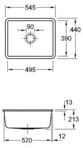 VILLEROY & BOCH Villeroy Boch SUBWAY – Keramický dřez, montáž pod desku, 545x440mm, alpská bílá Ceramic Plus 331001R1
