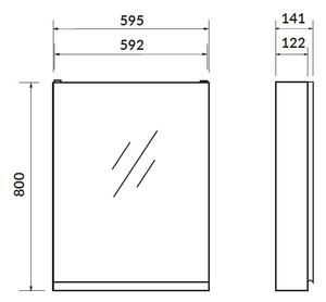 Cersanit Moduo, zrcadlová závěsná skříňka 60x14x80 cm, antracitová matná, S590-072-DSM