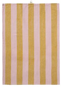 Bavlněná utěrka Linus Mustard / Light pink 50 × 70 cm