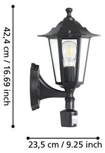 EGLO 22469 - Venkovní nástěnné svítidlo se senzorem LATERNA 1xE27/60W černá