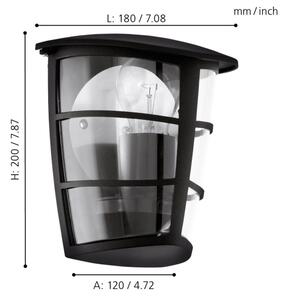 Eglo 93407 - Venkovní nástěnné svítidlo ALORIA 1xE27/60W/230V IP44