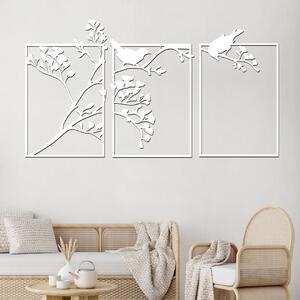 3 dílný dřevěný strom BIRD TREE Zvolte barvu dekoru: Bílá | Rozměry (cm): 110x60