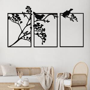 3 dílný dřevěný strom BIRD TREE Zvolte barvu dekoru: Černá | Rozměry (cm): 110x60