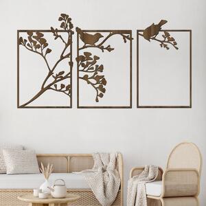 3 dílný dřevěný strom BIRD TREE Zvolte barvu dekoru: Ořech | Rozměry (cm): 110x60