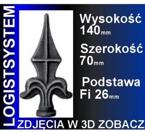 LogistSystem 1 ks ozdobná kovová špička – 140 x 70 mm (V x Š) / základna: ∅ 26, dekorace na plot 40.061