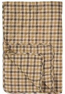 Prošívaný přehoz Brown checkered pattern 130 × 180 cm